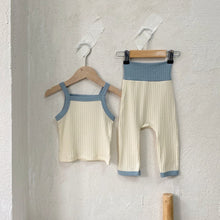 Load image into Gallery viewer, Y8413KTG- Summer Thin Large Pierced Edge Camisole Vest + High Waist Belly Protecting Large PP Pants + Long Sleeve Empty Cardigan Set