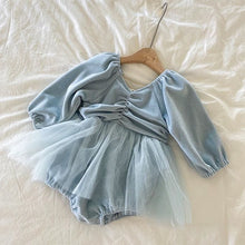 Load image into Gallery viewer, Y6303LS-High-grade velvet mesh skirt baby bodysuit