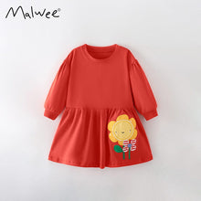 Load image into Gallery viewer, 8910DS-Autumn European and American round neck long sleeve sunflower dress