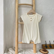 Load image into Gallery viewer, Y9458LS-Summer A-type waffle wave curling two-button bodysuit