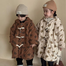 Load image into Gallery viewer, D83290SE-Autumn and winter thickened ox horn corduroy bear hooded jacket