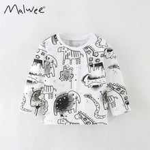 Load image into Gallery viewer, 8565SE-malwee animal print crew neck children's top