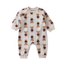 Load image into Gallery viewer, <Taiwan Pavilion> D23260LS-Autumn jacquard cute bear knitted crawling clothes