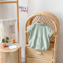 Load image into Gallery viewer, 2402670LS-Summer short-sleeved plaid button-down sweater