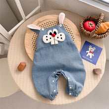 Load image into Gallery viewer, 2401327TG-秋季兒童條紋上衣&兔子造型牛仔吊帶褲