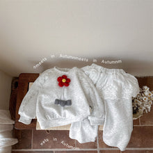 Load image into Gallery viewer, 2534007TG-秋季韓版嬰幼兒小花蕾絲長袖花邊棉質上衣長褲兩件套