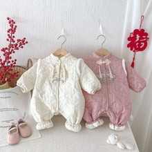Load image into Gallery viewer, AL736LS-Winter baby retro quilted embroidery thickened New Year's greetings crawling clothes
