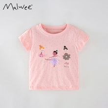 Load image into Gallery viewer, 92113SE-Summer European and American children's casual round neck short-sleeved tops for little girls