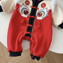 Load image into Gallery viewer, AL384LS-Winter ethnic style color matching dragon embroidery plus velvet worship crawling clothes