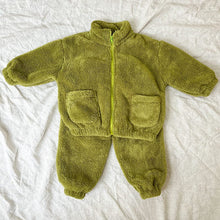 Load image into Gallery viewer, D83551TG- Plain casual children's plus velvet sweater suit