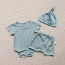 Load image into Gallery viewer, Y9130LS-Summer thin baby bodysuit + shorts + hat three-piece set