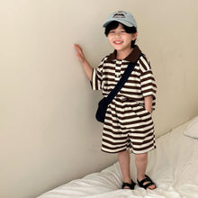 將圖片載入圖庫檢視器 X86017TG-夏季條紋polo套裝&連身裙兄妹裝