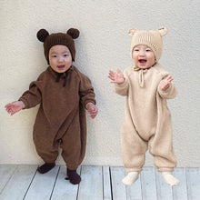 Load image into Gallery viewer, Y93102LS-Autumn and winter imitation woolen raglan long-sleeved bodysuit + hat