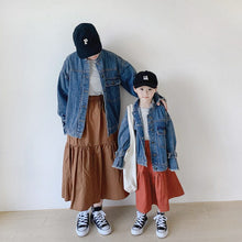 Load image into Gallery viewer, 22065SE-Japanese style tassel lace-up loose wrinkled denim jacket