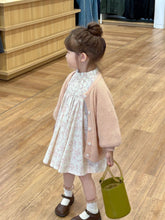 Load image into Gallery viewer, x2696DS-Autumn Korean Floral Dress & Puff Sleeve Knitted Sweater Jacket
