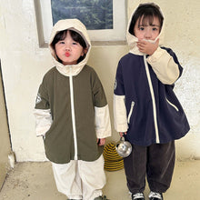 Load image into Gallery viewer, Q83036SE- Spring and Autumn mid-length spliced sleeve hooded windbreaker