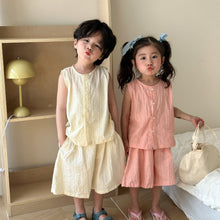 Load image into Gallery viewer, C83709JG-Summer pure cotton loose casual vest + shorts two-piece set