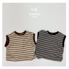 Load image into Gallery viewer, 1210SE-Forest style summer Korean style round neck children's striped vest