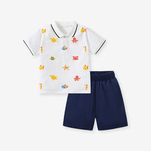 Load image into Gallery viewer, H22038TG-Summer pure cotton lapel short-sleeved starfish top + shorts two-piece set