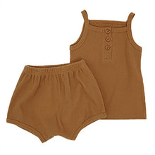 Load image into Gallery viewer, Y8119JG-Summer peekaboo same style waffle solid color camisole + shorts two-piece set