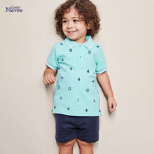 Load image into Gallery viewer, H22019TG-Summer children's lapel polo shirt + shorts two-piece set