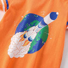 Load image into Gallery viewer, 9263SE-Summer European and American children's casual round neck rocket short-sleeved top