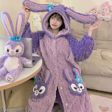 Load image into Gallery viewer, 2275JG-Autumn and winter coral fleece thick long nightgown + trousers home two-piece set