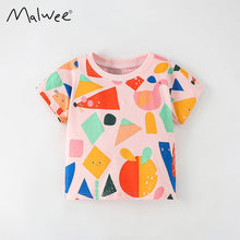 Load image into Gallery viewer, 9201SE-Summer European and American round neck geometric print casual short-sleeved top