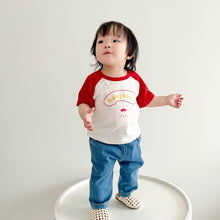 Load image into Gallery viewer, 53112SE-Small and medium-sized children's color-blocked animal print short-sleeved top