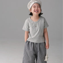 Load image into Gallery viewer, BB2426PCW-Summer short-sleeved T-shirt for boys and girls solid color basic round neck parent-child top