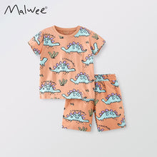Load image into Gallery viewer, 8315TG-malwee summer European and American children's Stegosaurus print short-sleeved round top + shorts two-piece set