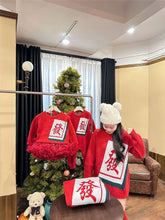 Load image into Gallery viewer, 2009PCW-Autumn and winter New Year greetings print parent-child top