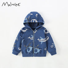 Load image into Gallery viewer, <Taiwan Pavilion> 7140SE-malwee Spring and Autumn European and American Children's Airplane Print Long Sleeve Hooded Jacket