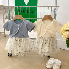 Load image into Gallery viewer, S23208TG-Summer thin baby girl floral sling mesh skirt + detachable small jacket