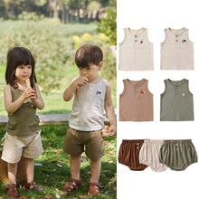 Load image into Gallery viewer, D23118SE-Summer cotton sleeveless embroidered vest & solid color pants