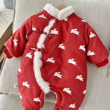 Load image into Gallery viewer, AL429LS-Slant collar plus velvet quilted super cute New Year's greetings dress