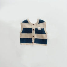Load image into Gallery viewer, MY7303SE-Autumn and winter fashion striped bear patch open vest