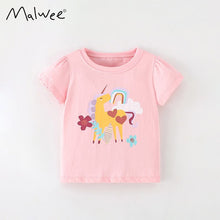 Load image into Gallery viewer, 92120SE-Summer short-sleeved European and American children's casual round-neck unicorn print short-sleeved top