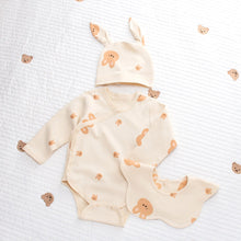 Load image into Gallery viewer, BP002LS-Spring and Autumn Cotton Boneless Bodysuit + Hat + Bib Three-piece Set