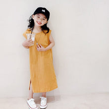 Load image into Gallery viewer, 22007PCW-Japanese style short-sleeved open X-shaped versatile knitted long skirt parent-child outfit
