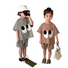 Load image into Gallery viewer, X83630TG-Summer loose cotton big eyes short-sleeved top + shorts two-piece set