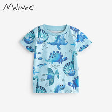 Load image into Gallery viewer, 9278SE-Summer European and American children's casual printed round neck dinosaur short-sleeved top