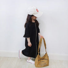 Load image into Gallery viewer, 23007PCW-Spring and summer Japanese style color matching backless open X long loose parent-child dress