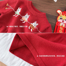 Load image into Gallery viewer, CQ155DS-Winter cute bunny print thickened New Year greetings knitted sweater dress