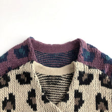 Load image into Gallery viewer, 23K42SE-Korean version of the mohair leopard sweater knitted v-neck casual jacket