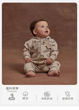 Load image into Gallery viewer, D22873LS-Autumn and winter puppy print thick warm hooded crawling suit