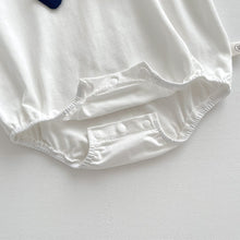 Load image into Gallery viewer, 103924LS- Summer college style lapel bow short-sleeved bodysuit