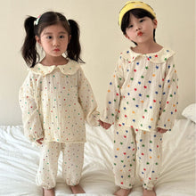 Load image into Gallery viewer, C83187JG-Spring long-sleeved cotton double-layer yarn home top + trousers