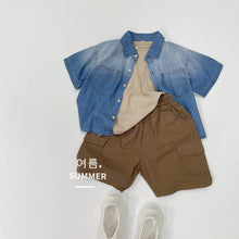 Load image into Gallery viewer, 1219SE-Korean summer literary boy short-sleeved denim shirt
