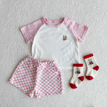 Load image into Gallery viewer, 53110TG-Summer Korean version of small animal embroidery sports short-sleeved two-piece suit